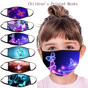 1pc Kids Children's 3d Mask Outdoor Cotton butterfly Printing Face Mask Dustproof Washable Mouth Cover Mascarillas Children Mask