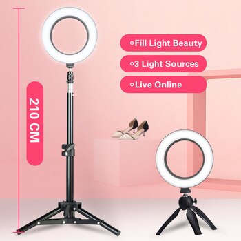 26cm/10.2inch 16CM/6Inch LED Selfie Ring Light with Stand Studio Photography Photo Ring Fill Light Tripod for Smartphone Makeup