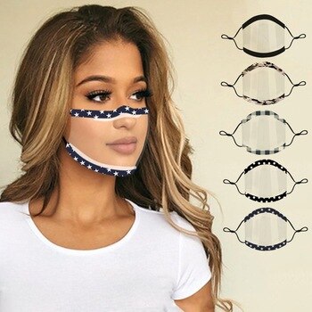 3pcs Unisex Outdoor Windproof Dustproof Cotton Transparent Visible Protective Mouth Mask Reusable Adjustable Cycling Face Mask