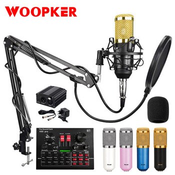 Bm 800 Karaoke Condenser Microphone Mic For Pc Studio Microphone Braodcasting Singing Recording Karaoke Kit With V8 Sound Card