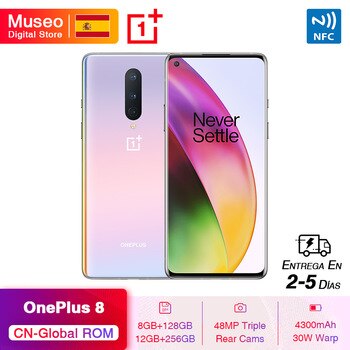 In Stock Global Rom OnePlus 8 5G Smartphone Snapdragon 865 Octa Core 6.55'' 90Hz AMOLED Screen 48MP Triple Cams 4300mAh 30T Warp