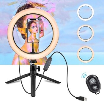10.2 Inch Ring Light with Stand - Rovtop LED Camera Selfie Light Ring for iPhone Tripod and Phone Holder for Video Photography