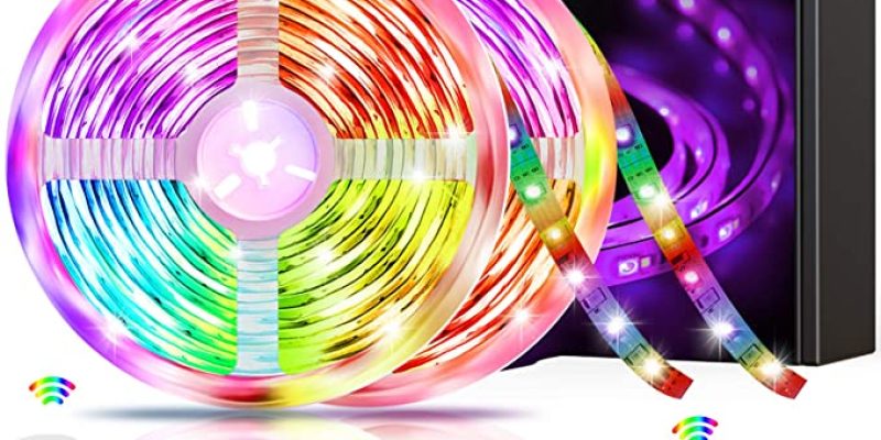 Led Lights Strip RGB LED Strip Music Sync Color Changing LED Strip Lights APP Bluetooth Control Remote LED Lights for Bedroom TV Room Party and Home Decoration